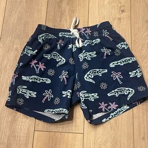 chubbies Navy Swim Trunks with Mint Alligator & Pink Palm Print